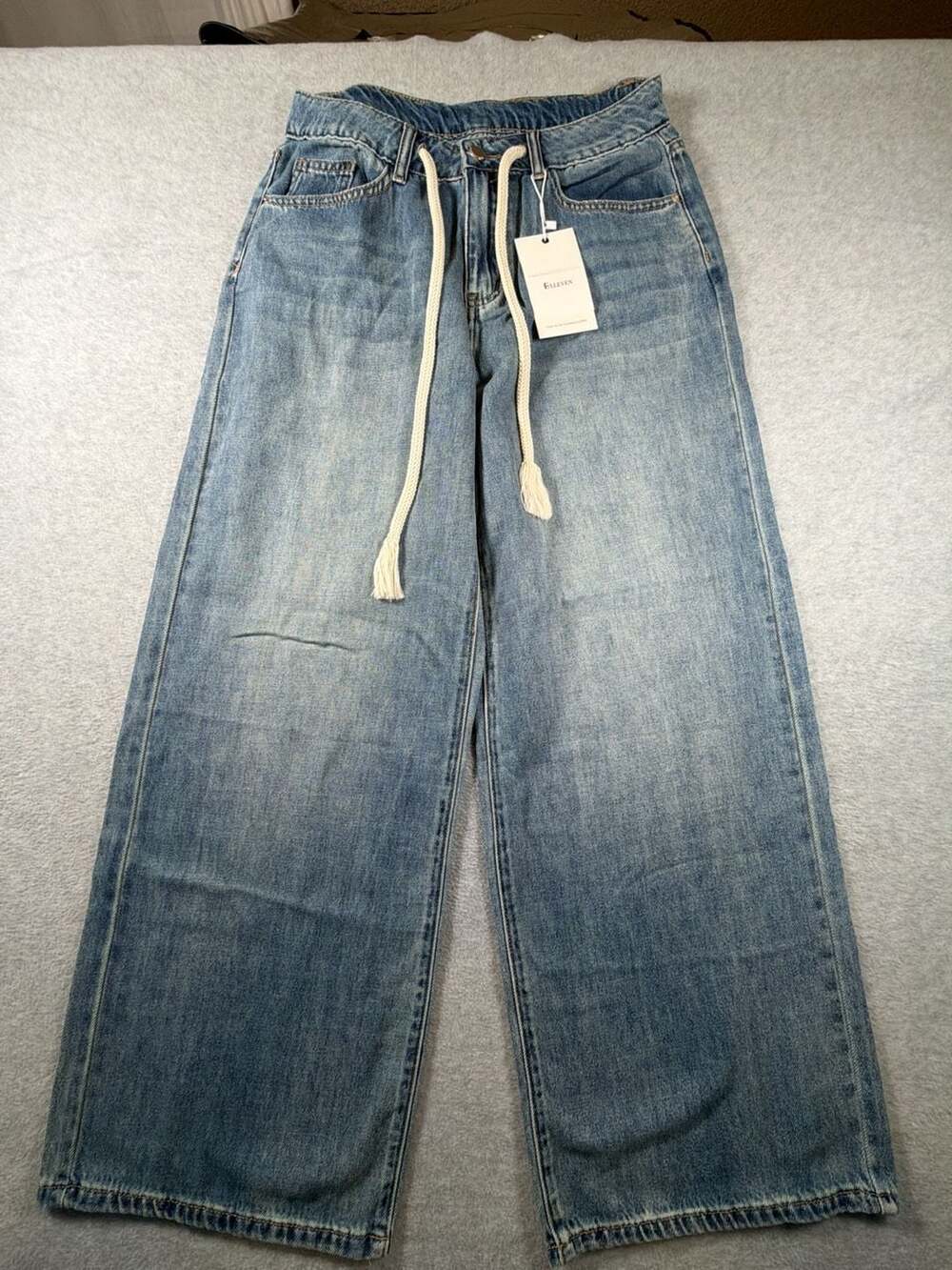 ELLEVEN Drawstring Waist Wide Leg Jeans NWT